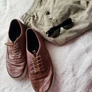 Faux Brown Leather Sneakers